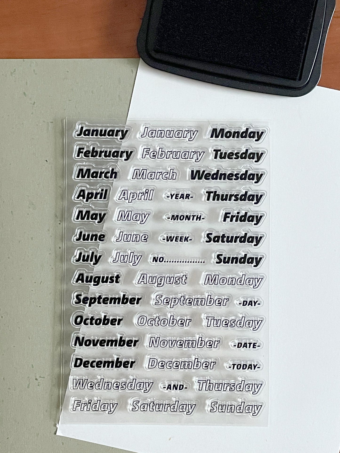 Week Month Date Clear Stamp | Calendar Daily Weekly and Monthly Plan Transparent Rubber Stamps | Bullet Journal Planner Accessories Supplies