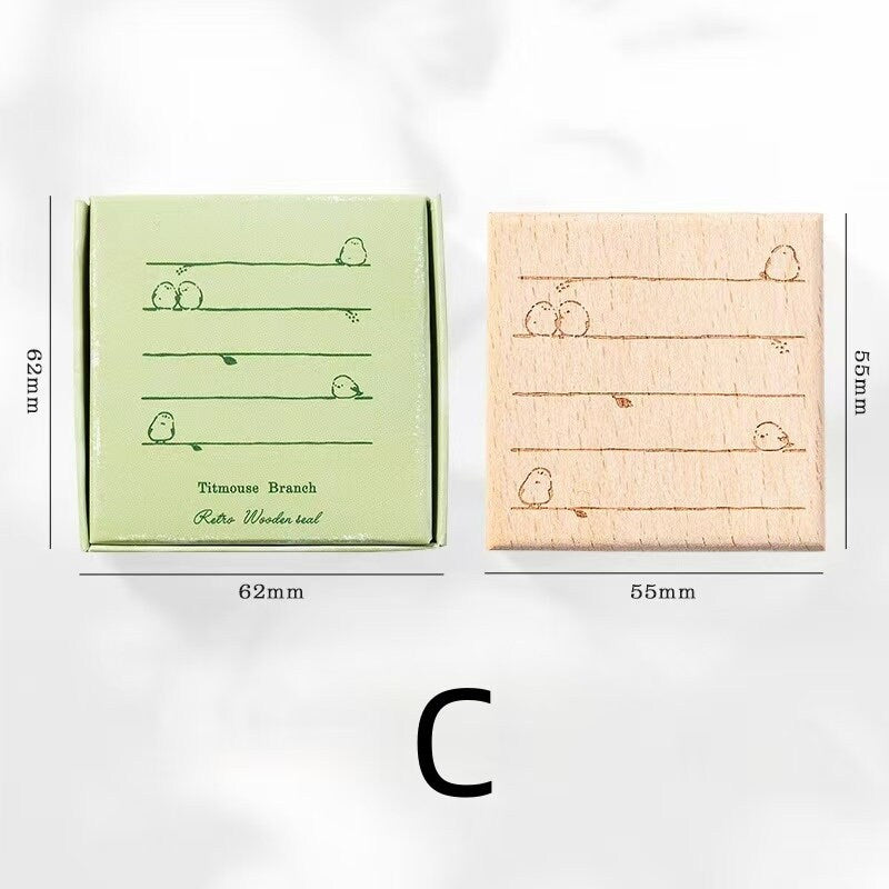 Forest Frame Wooden Stamp | Memo Wooden Stamp Set | Frame Rubber Stamp | Junk Journal Scrapbooking Planner Supplies