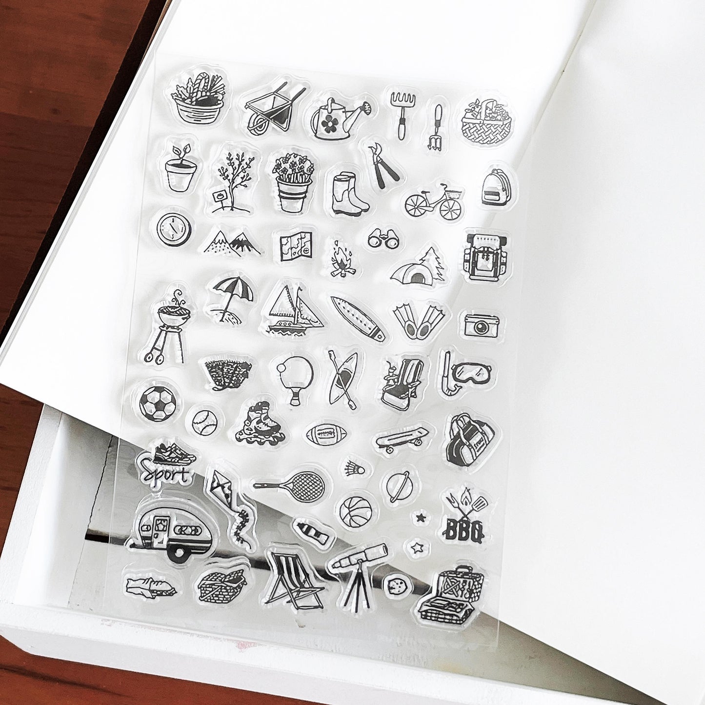 Outdoor Activities Clear Stamp | Cute Mini Icon Gardening Sport Camping Transparent Rubber Stamps | Bullet Journal Planner Accessories