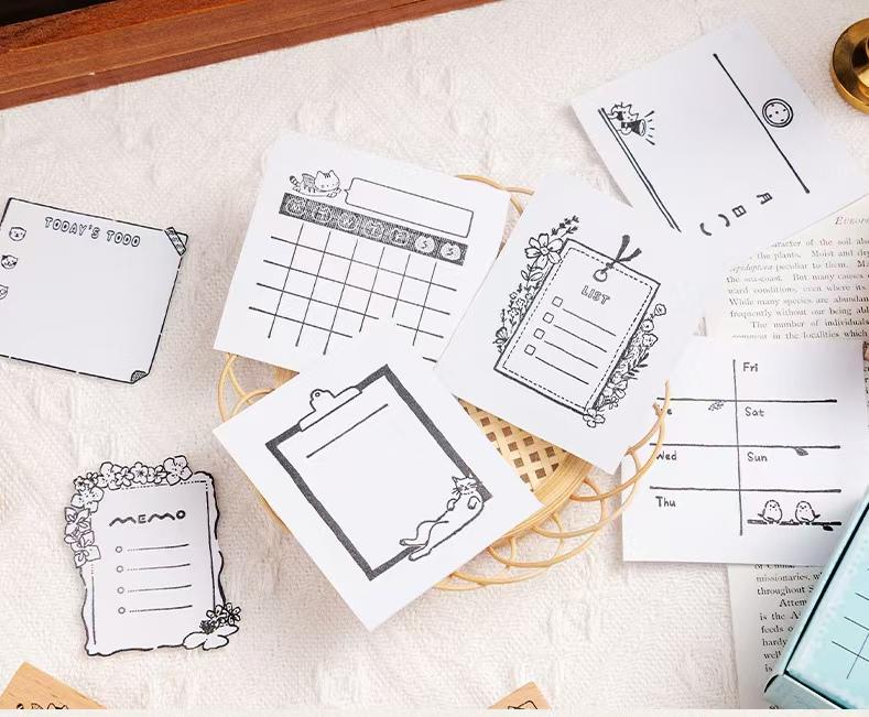 Planner Rubber Stamp | Cute Memo To Do List Weekly Monthly Daily Plan Habit Tracker Wooden Stamp | Bullet Journal Planner Stamps Accessories