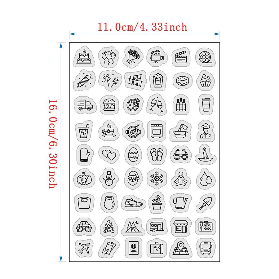 Cute Mini Icon Clear Stamp | Daily Life Weather Food Festival Travel Planner Transparent Rubber Stamps | Bullet Journal Planner Accessories