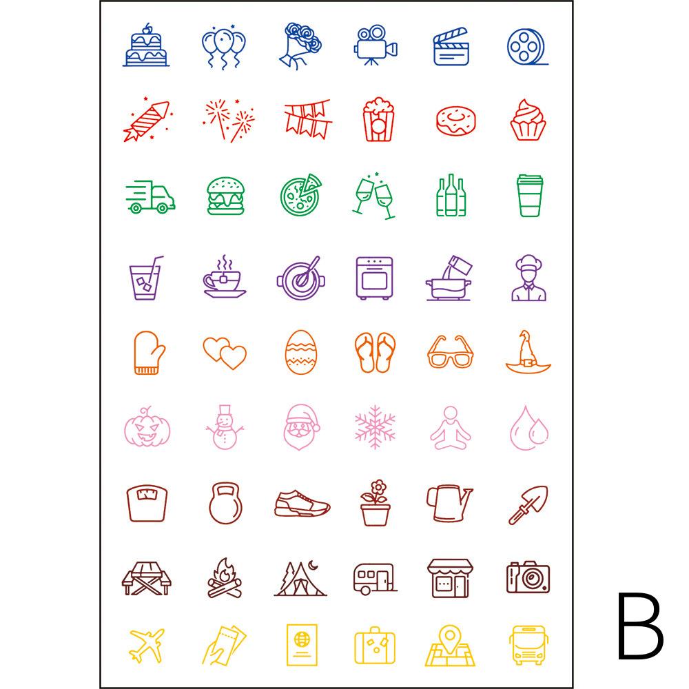 Cute Mini Icon Clear Stamp | Daily Life Weather Food Festival Travel Planner Transparent Rubber Stamps | Bullet Journal Planner Accessories