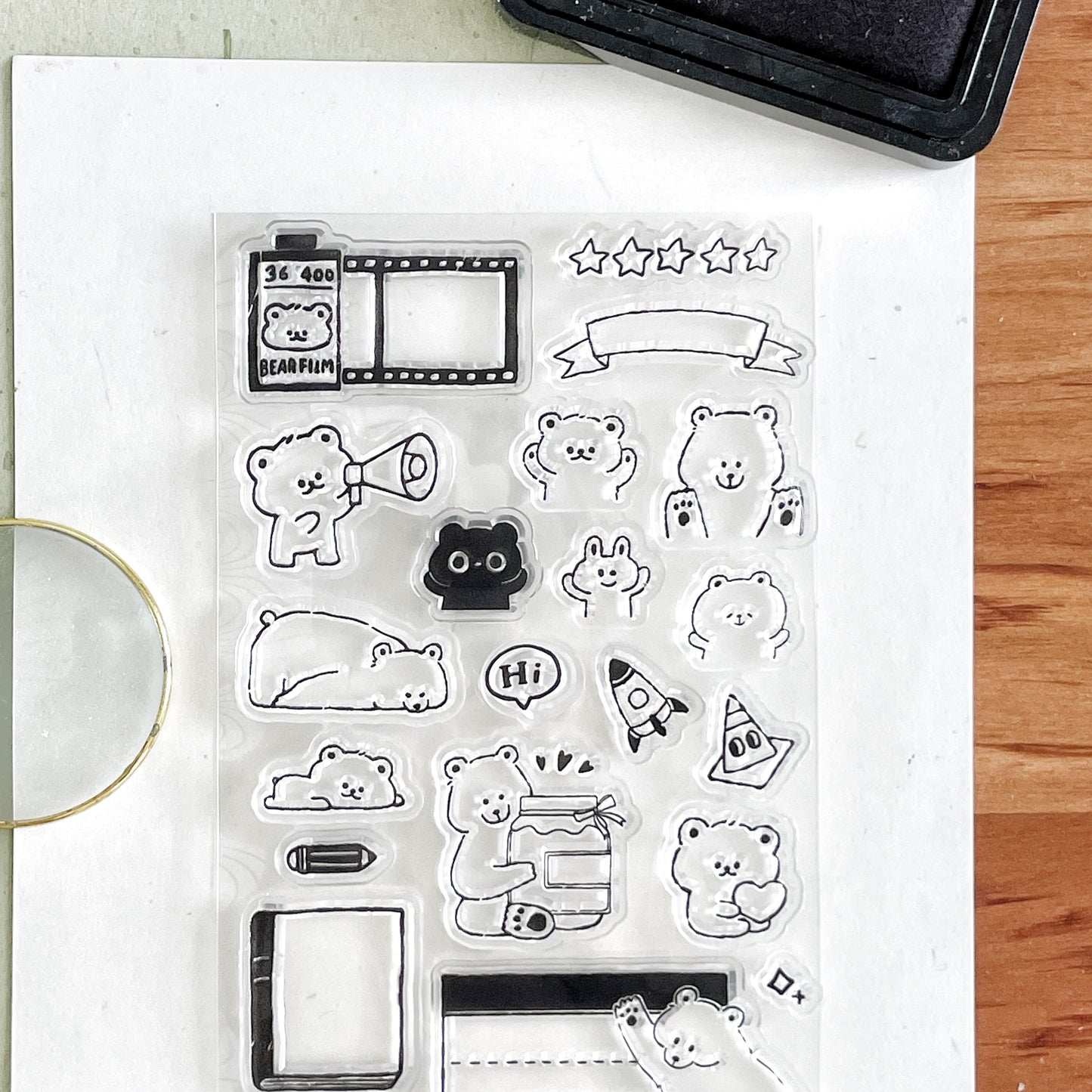 Cute Bear Clear Stamp | Daily Plan Transparent Rubber Stamp Set | Planner Bullet Journal Journaling Supply TN Accessories