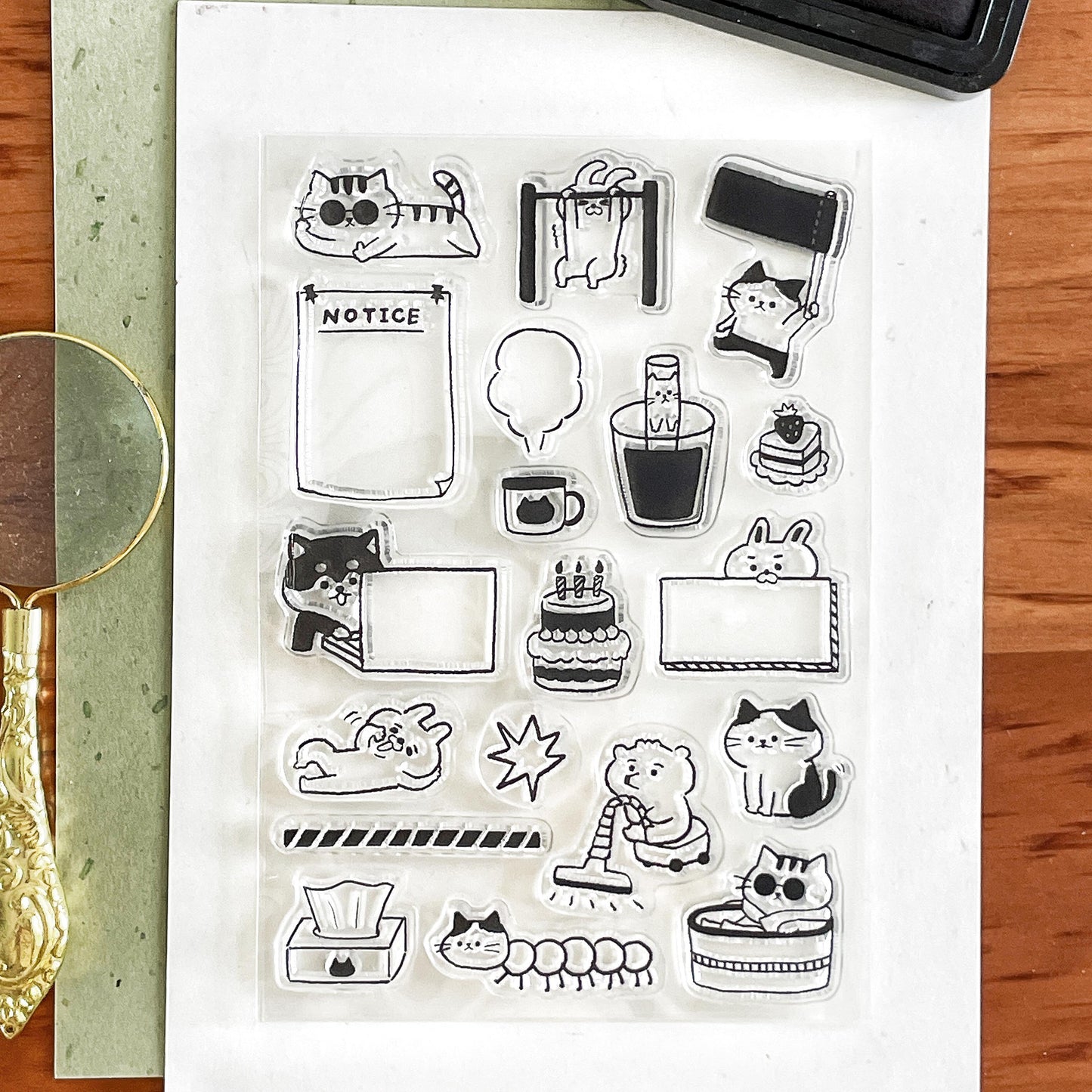 Cute Cat Clear Stamp | Daily Plan Transparent Rubber Stamp Set | Planner Bullet Journal Journaling Supply TN Accessories