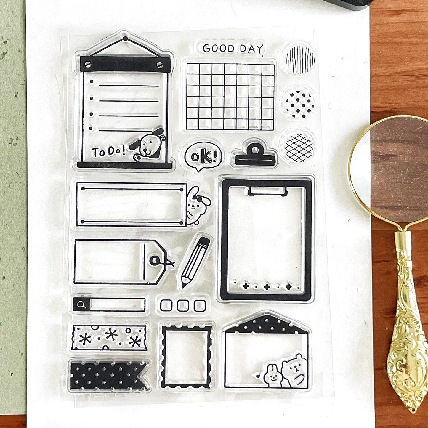 Cute Daily Plan Clear Stamp | Frame Label List Transparent Rubber Stamp Set | Planner Bullet Journal Journaling Supply TN Accessories