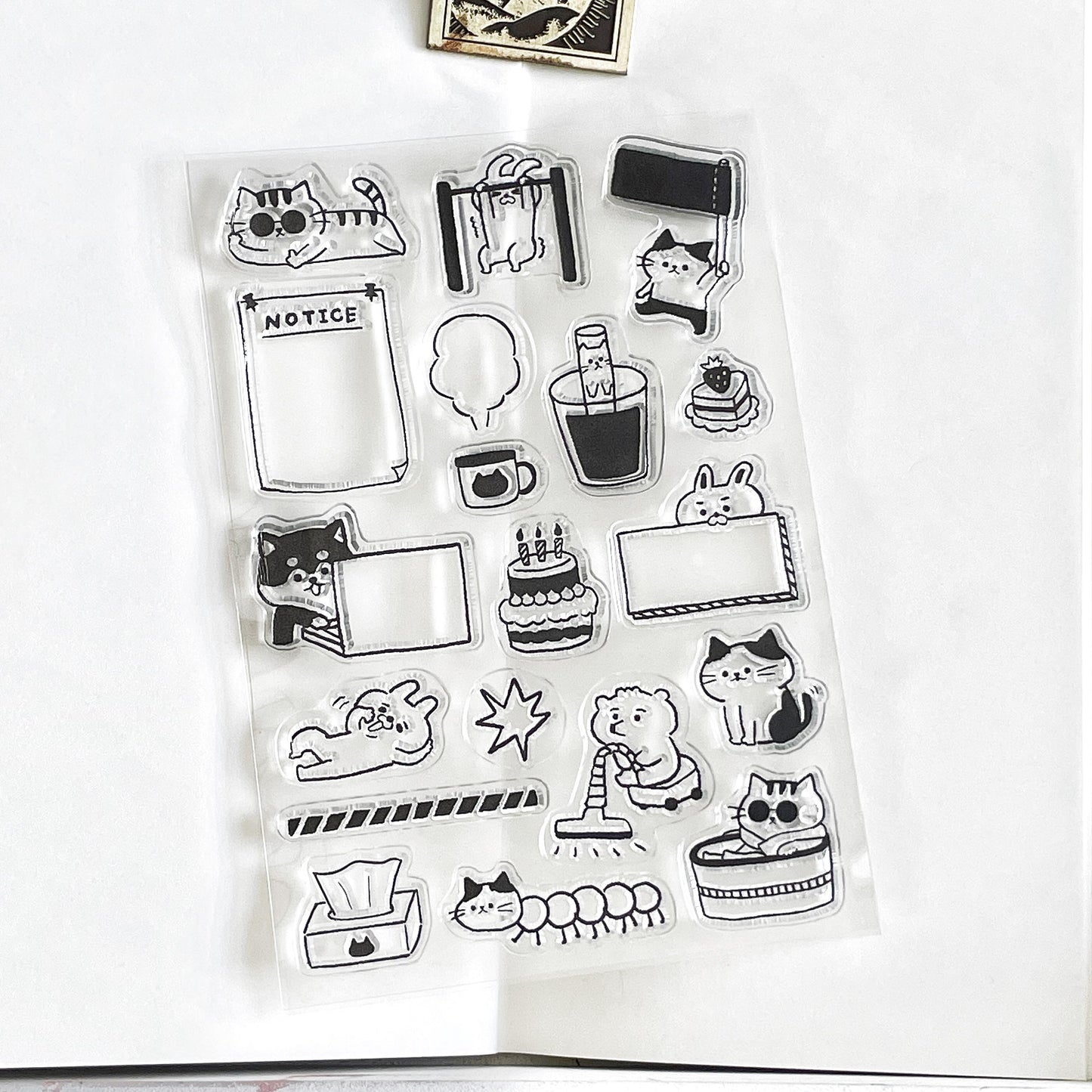 Cute Cat Clear Stamp | Daily Plan Transparent Rubber Stamp Set | Planner Bullet Journal Journaling Supply TN Accessories