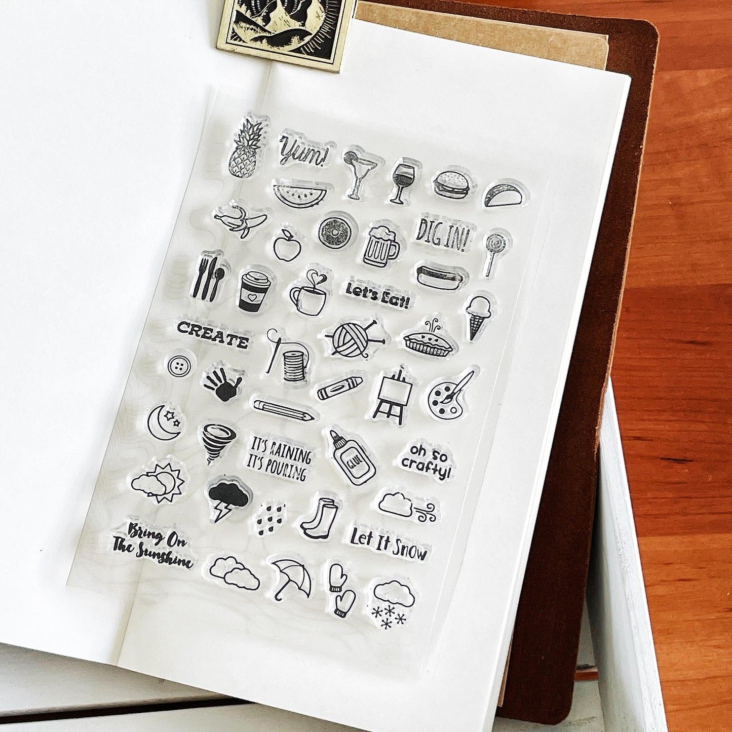 Weather Food Craft Icon Clear Stamp | Cute Mini Icon Transparent Rubber Stamps | Bullet Journal Planner Accessories Supplies