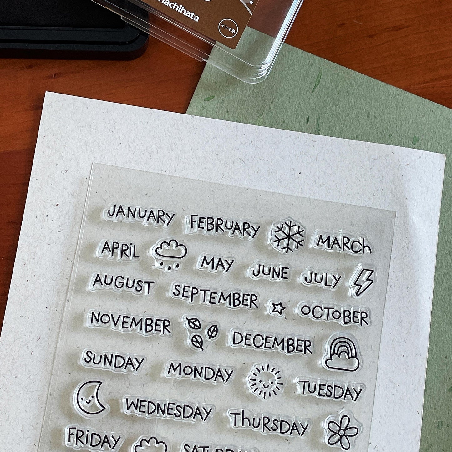 Calendar Weather Clear Stamp | Week Month Day Transparent Rubber Stamps | Bullet Journal Planner Accessories Journaling Supplies