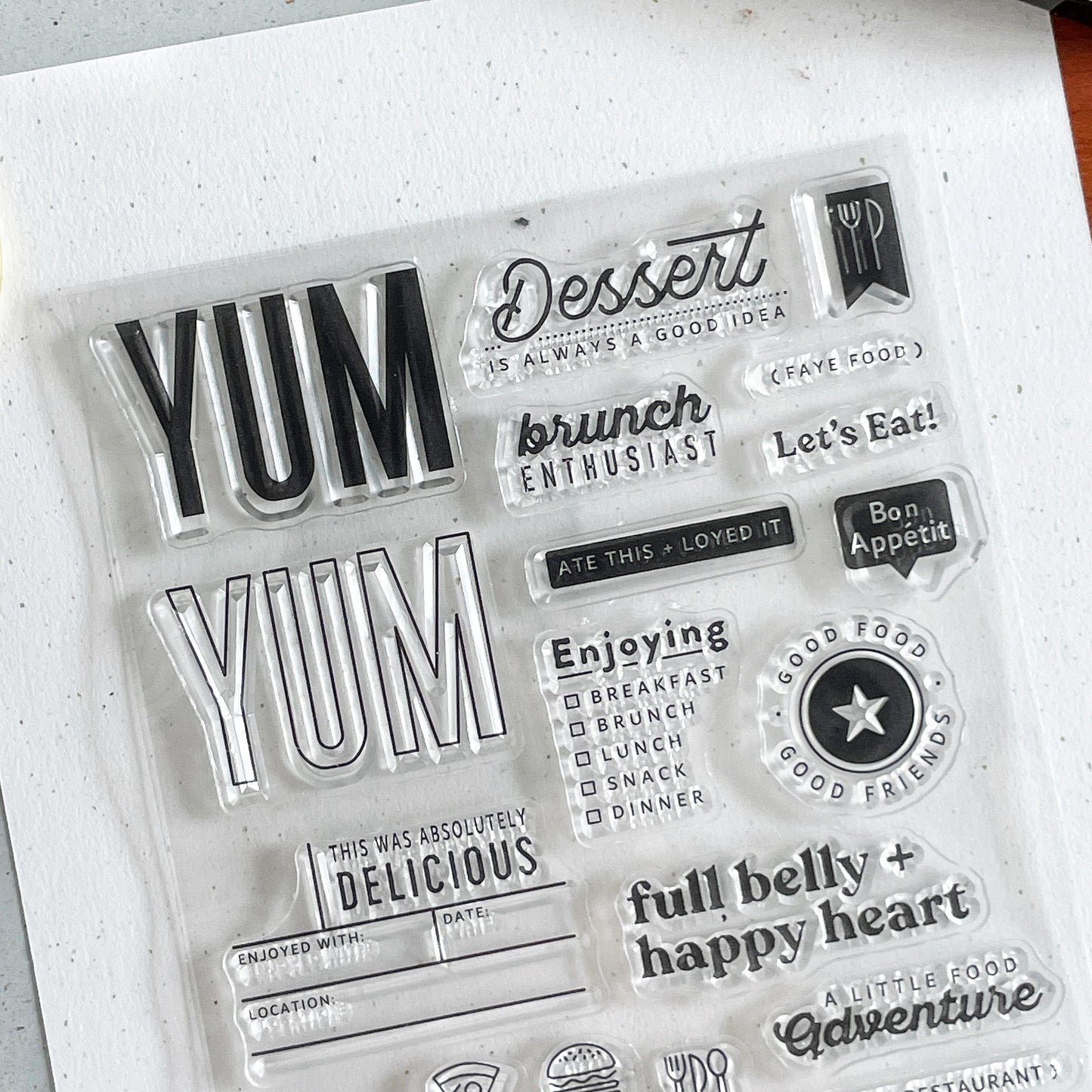 Yummy Foodl Clear Stamp | Meal Diet Food Quote Icon Fitness Transparent Rubber Stamps | Planner Accessories Card Making