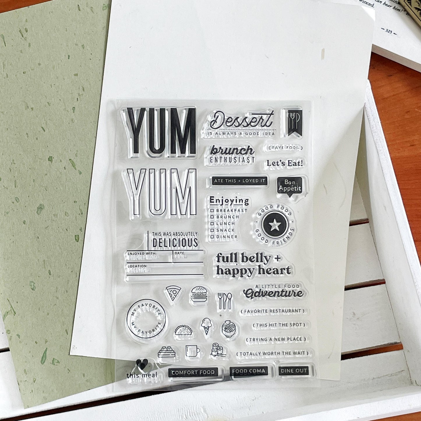 Yummy Foodl Clear Stamp | Meal Diet Food Quote Icon Fitness Transparent Rubber Stamps | Planner Accessories Card Making