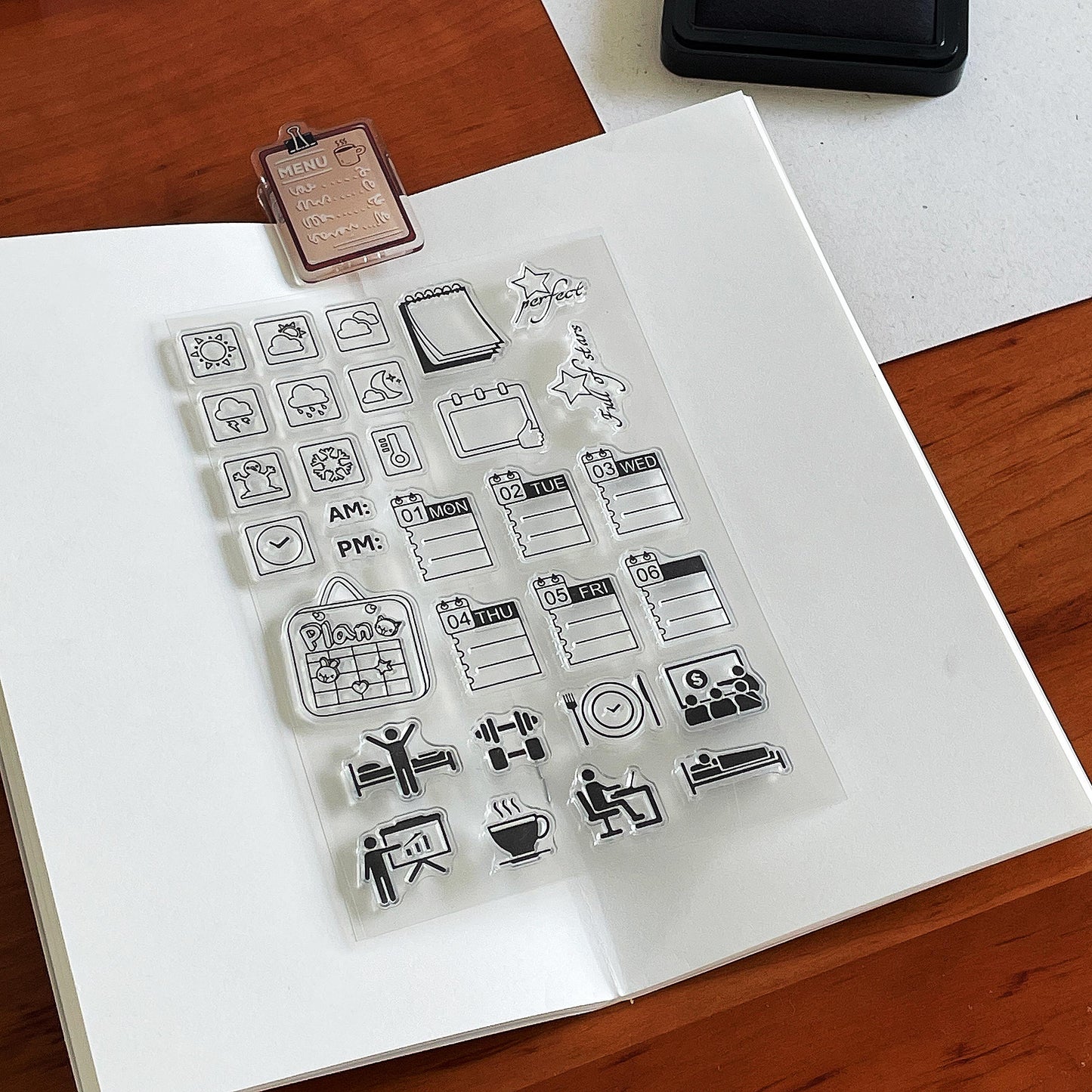 Weather Daily Routine Clear Stamp | Work Plan Transparent Rubber Stamps | Bullet Journal Planner Accessories Journaling Supplies