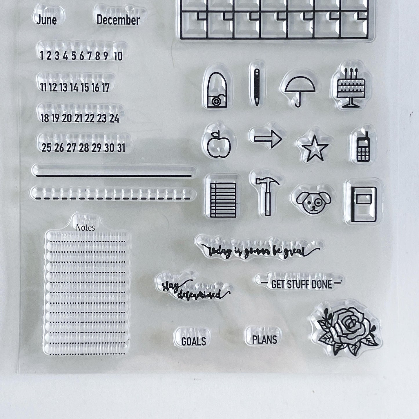 Month Week Date Icon Calendar Clear Stamp | Daily Plan Transparent Rubber Stamps | Bullet Journal Planner Accessories Journaling Supplies