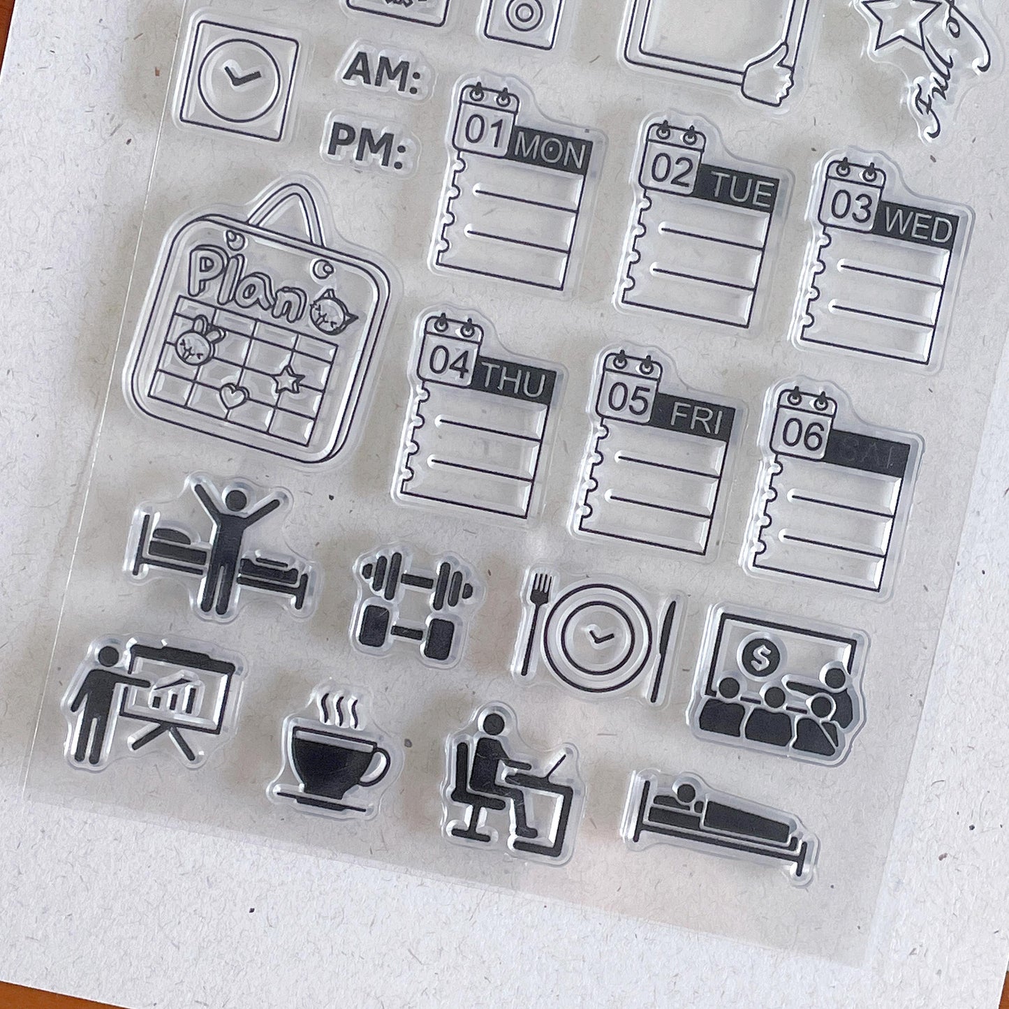 Weather Daily Routine Clear Stamp | Work Plan Transparent Rubber Stamps | Bullet Journal Planner Accessories Journaling Supplies