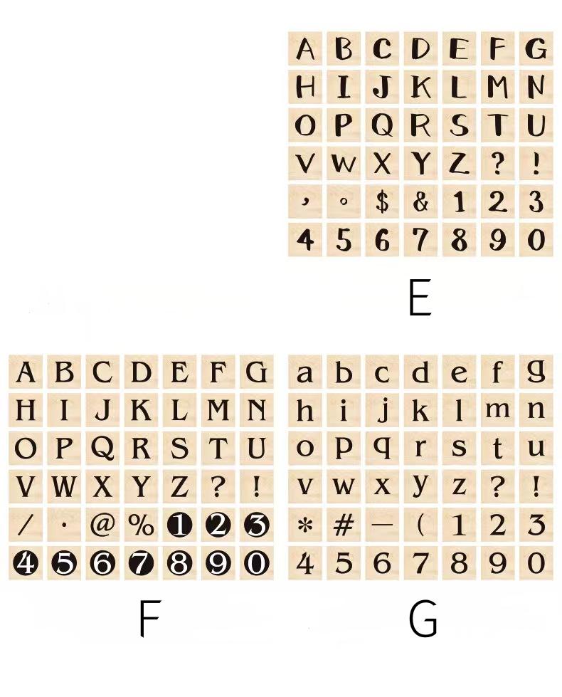 Cute Wooden Alphanumeric Stamp Set | Letter Number Icon Stamps for Planner Journal | Scrapbooking Supplies