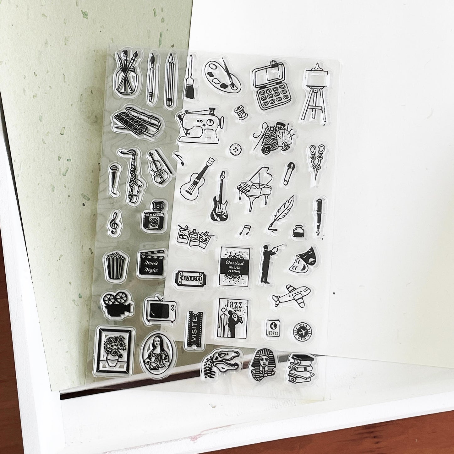 Hobby Clear Stamp | Mini Icon Arts Painting Music Crafts Movie Travel Transparent Rubber Stamps | Bullet Journal Planner Accessories