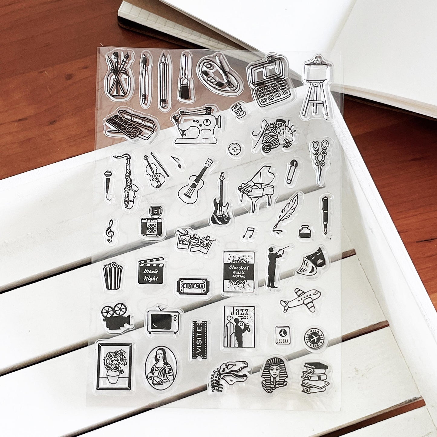 Hobby Clear Stamp | Mini Icon Arts Painting Music Crafts Movie Travel Transparent Rubber Stamps | Bullet Journal Planner Accessories