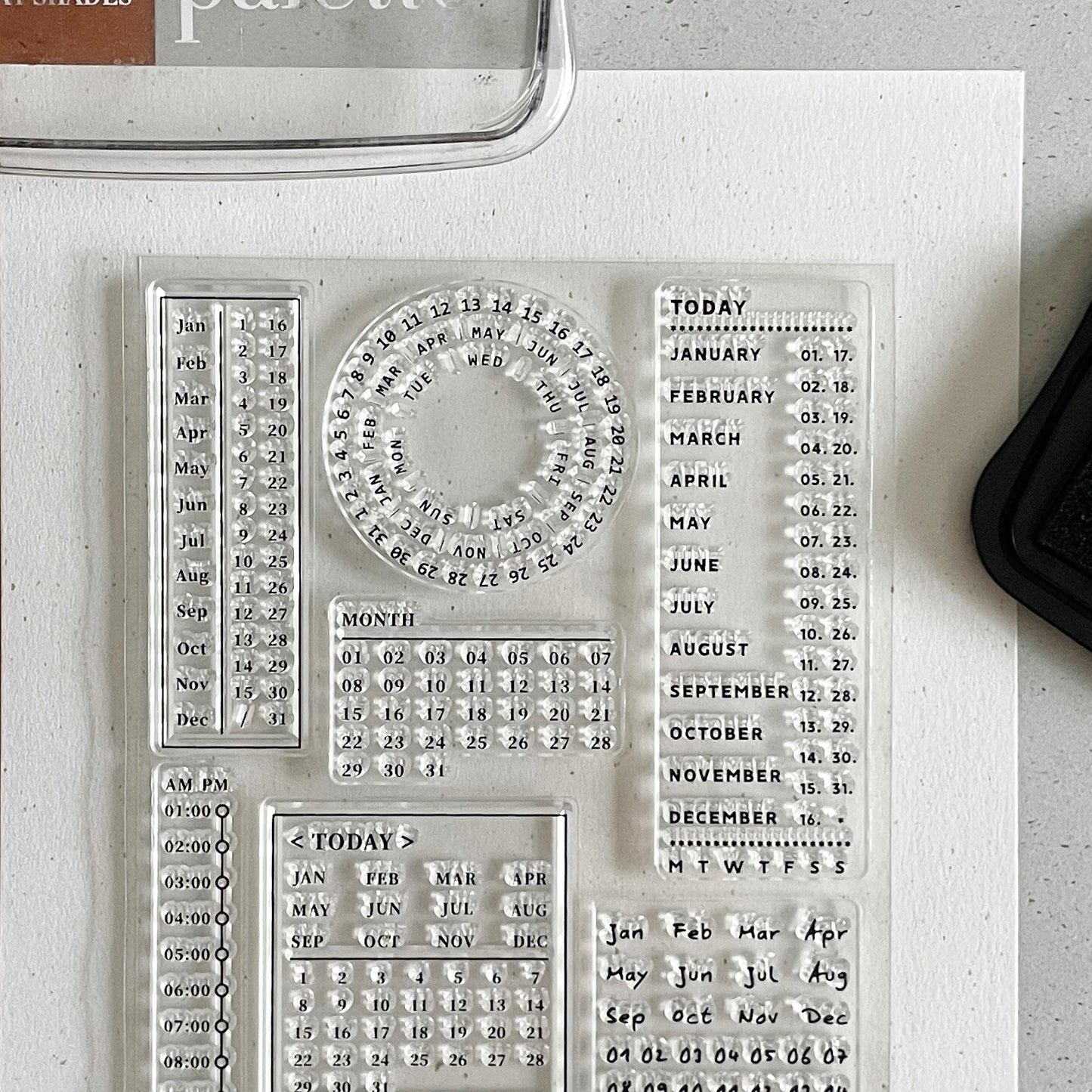 Monthly Plan Clear Stamp | Calendar Date Months Timeline Transparent Rubber Stamps | Bullet Journal Planner Accessories