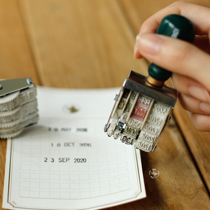 Retro Roller Date Stamp | Calendar Stamp | Wooden Stamp | Scrapbooking | Planner