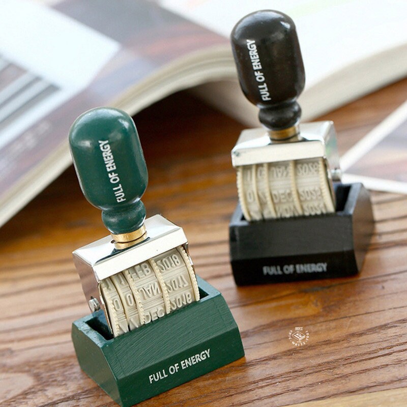 Retro Roller Date Stamp | Calendar Stamp | Wooden Stamp | Scrapbooking | Planner
