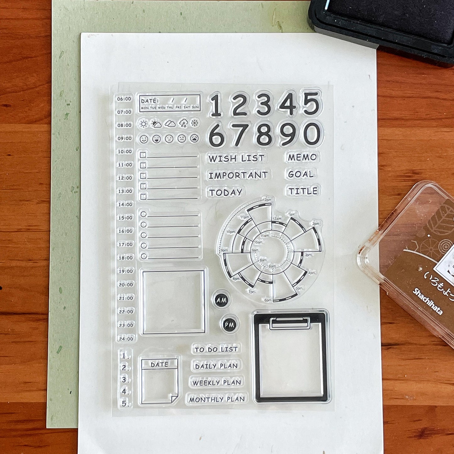 Daily Plan Time Pie Chart Clear Stamp | Timeline Checklist Weather Transparent Rubber Stamps | Bullet Journal Planner Accessories