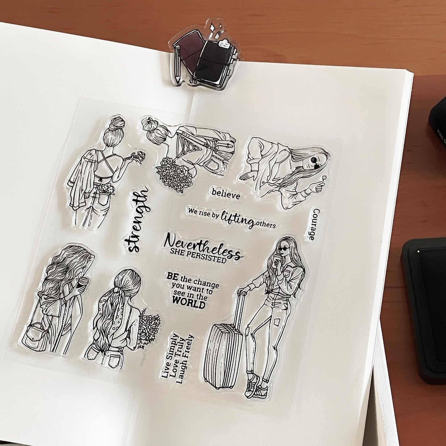 Independent Girl Clear Stamp | Travel Fashion Transparent Rubber Stamps | Bullet Journal Planner Accessories Craft Scrapbooking Supplies