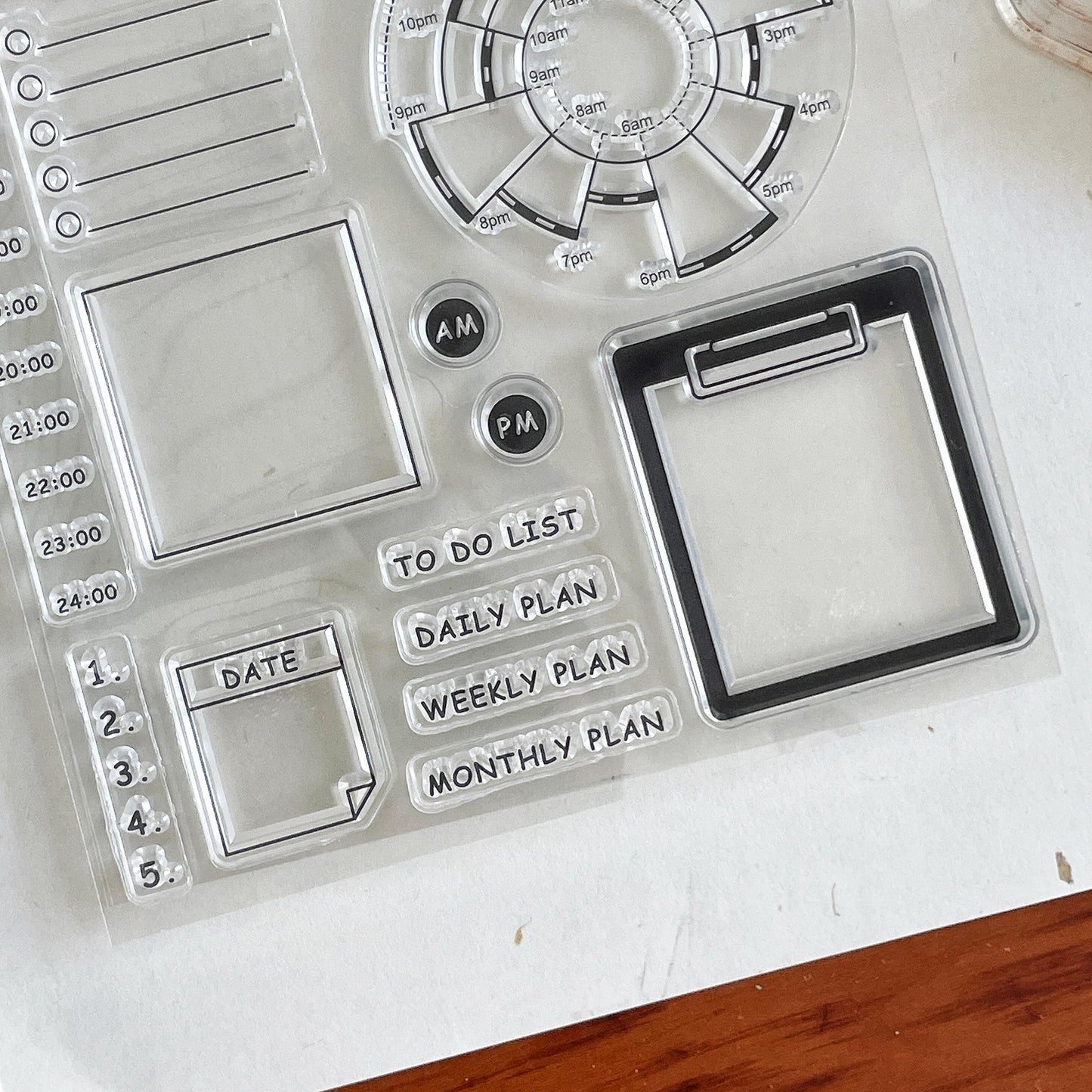 Daily Plan Time Pie Chart Clear Stamp | Timeline Checklist Weather Transparent Rubber Stamps | Bullet Journal Planner Accessories
