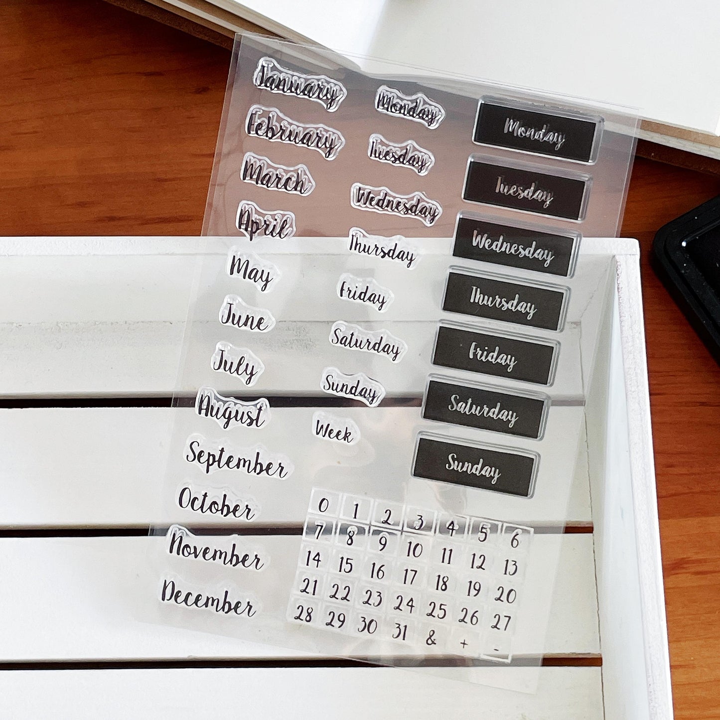 Month Week Date Calendar Clear Stamp | Daily Plan Transparent Rubber Stamps | Bullet Journal Planner Accessories Journaling Supplies