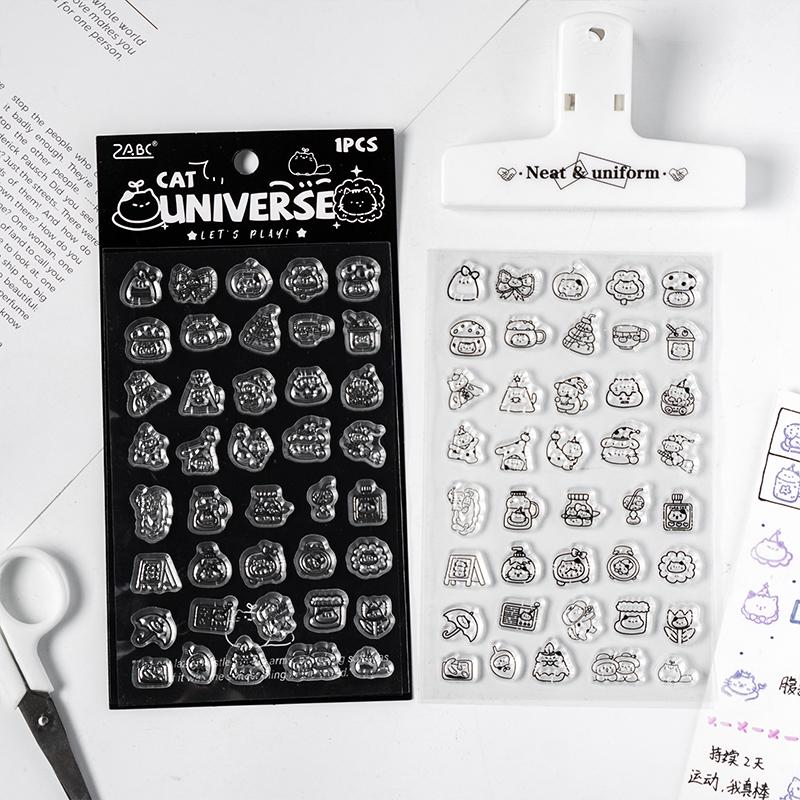 Cute Kitten Cat Clear Stamp | Transparent Rubber Stamp Set | Planner Bullet Journal Collage Supply TN Accessories