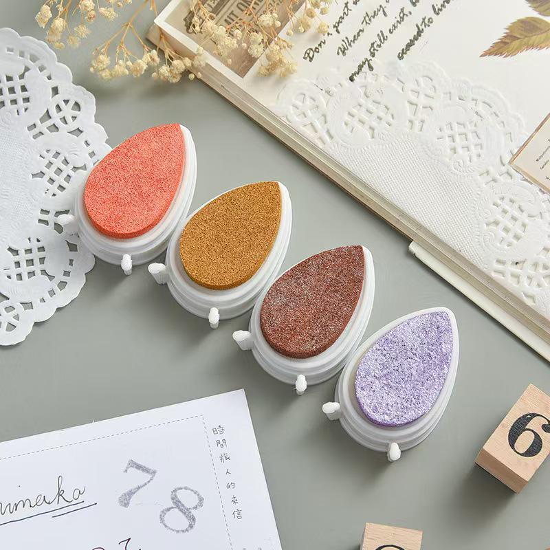 Tear Drop Shaped Ink Stamp Pad | Small Finger Retro Ink Pads | Stamp Seal Stamping Ink Pad | DIY Rubber Stamping Ink Pads | Colorful Ink Pad