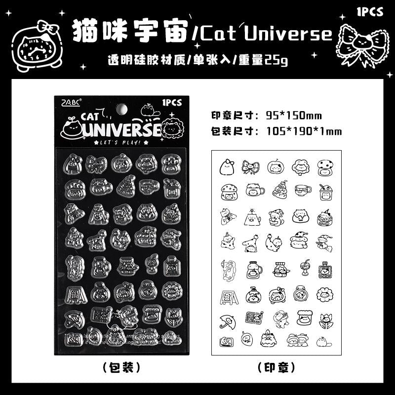 Cute Kitten Cat Clear Stamp | Transparent Rubber Stamp Set | Planner Bullet Journal Collage Supply TN Accessories