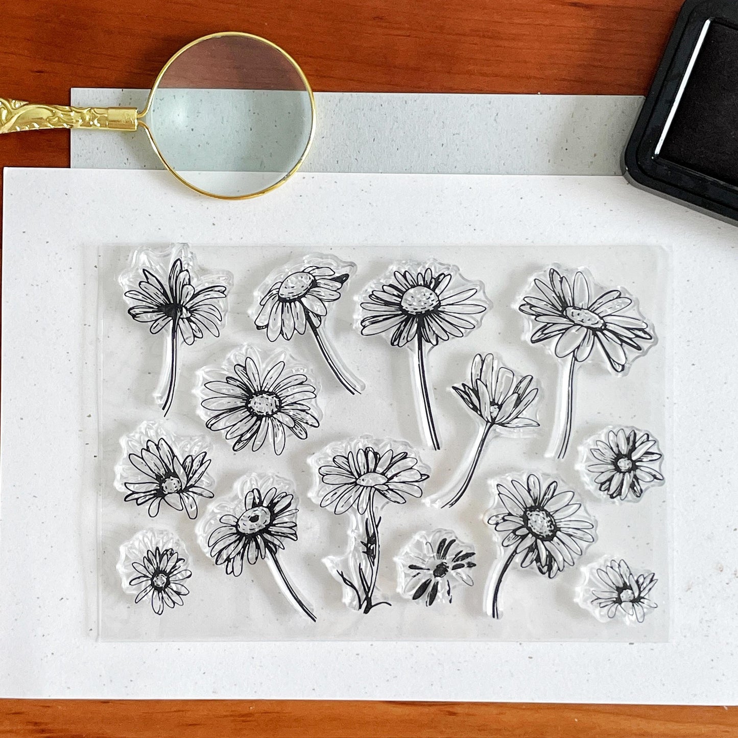 Daisy Flower Clear Silicone Stamp | Flora Bloom Transparent Rubber Stamps | Bullet Journal Planner Accessories Supplies Card Making