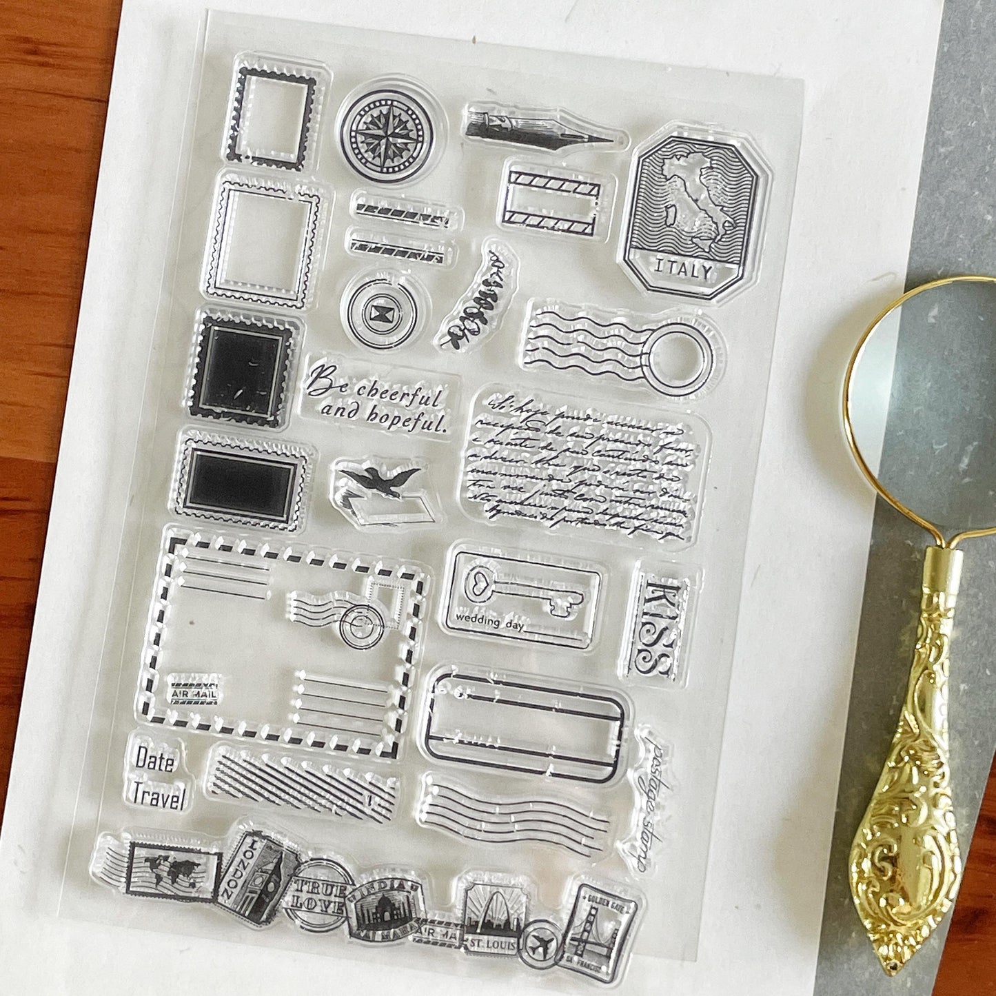 Travel Postmark Stamp Journal Clear Stamp | Planner Notebook Transparent Rubber Stamps | Bullet Journal Planner Accessories Supplies