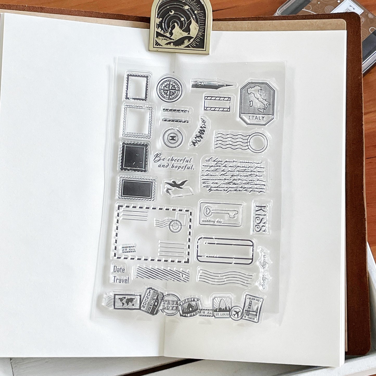 Travel Postmark Stamp Journal Clear Stamp | Planner Notebook Transparent Rubber Stamps | Bullet Journal Planner Accessories Supplies