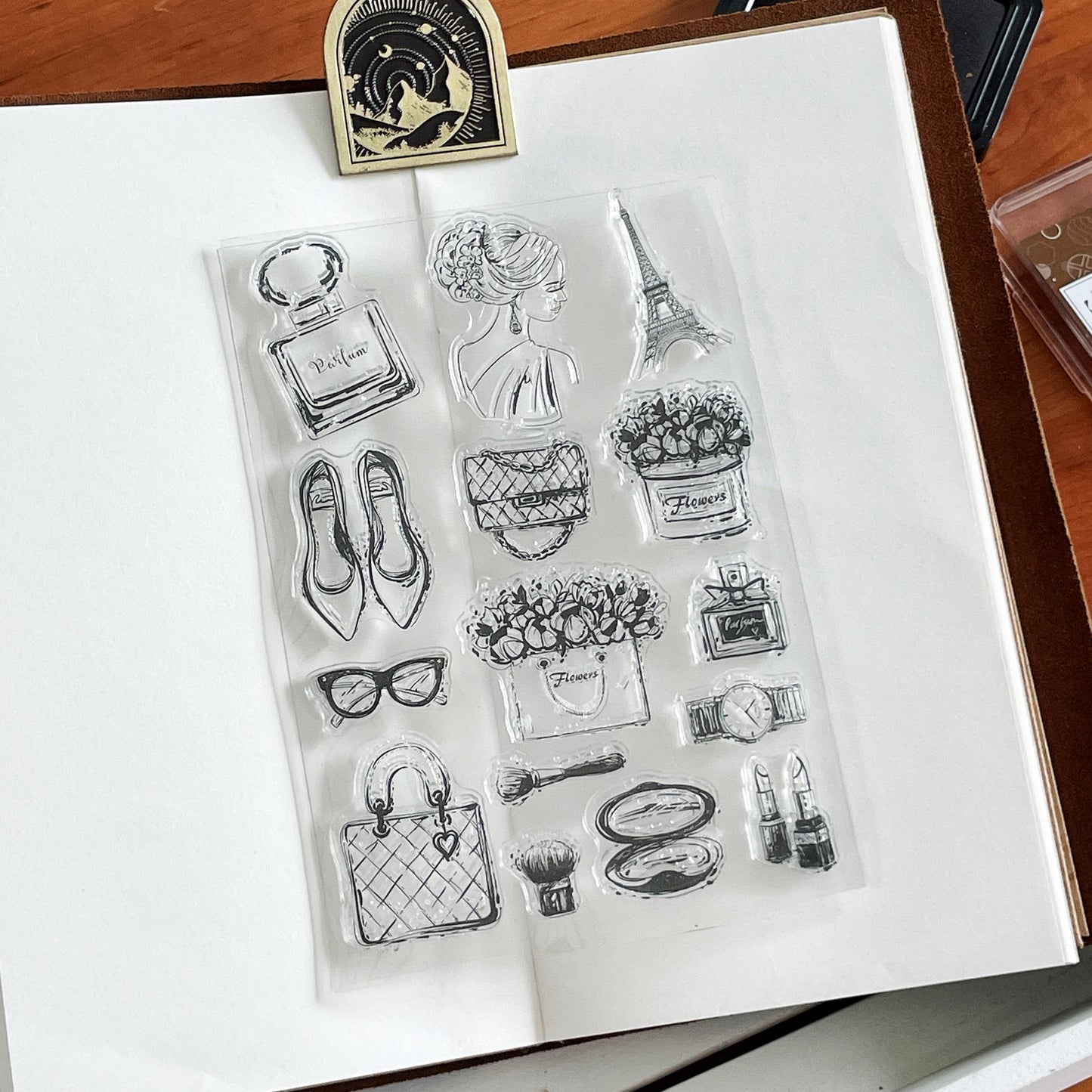 Fashion Girl Silicone Stamp | Paris Perfume Bag Cosmetics Transparent Rubber Stamps | Bullet Journal Planner Accessories Supplies