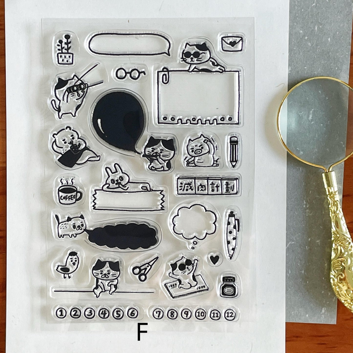 Cute Kitten Cat Clear Stamp | Daily Plan Memo Transparent Rubber Stamp Set | Planner Bullet Journal Journaling Supply TN Accessories