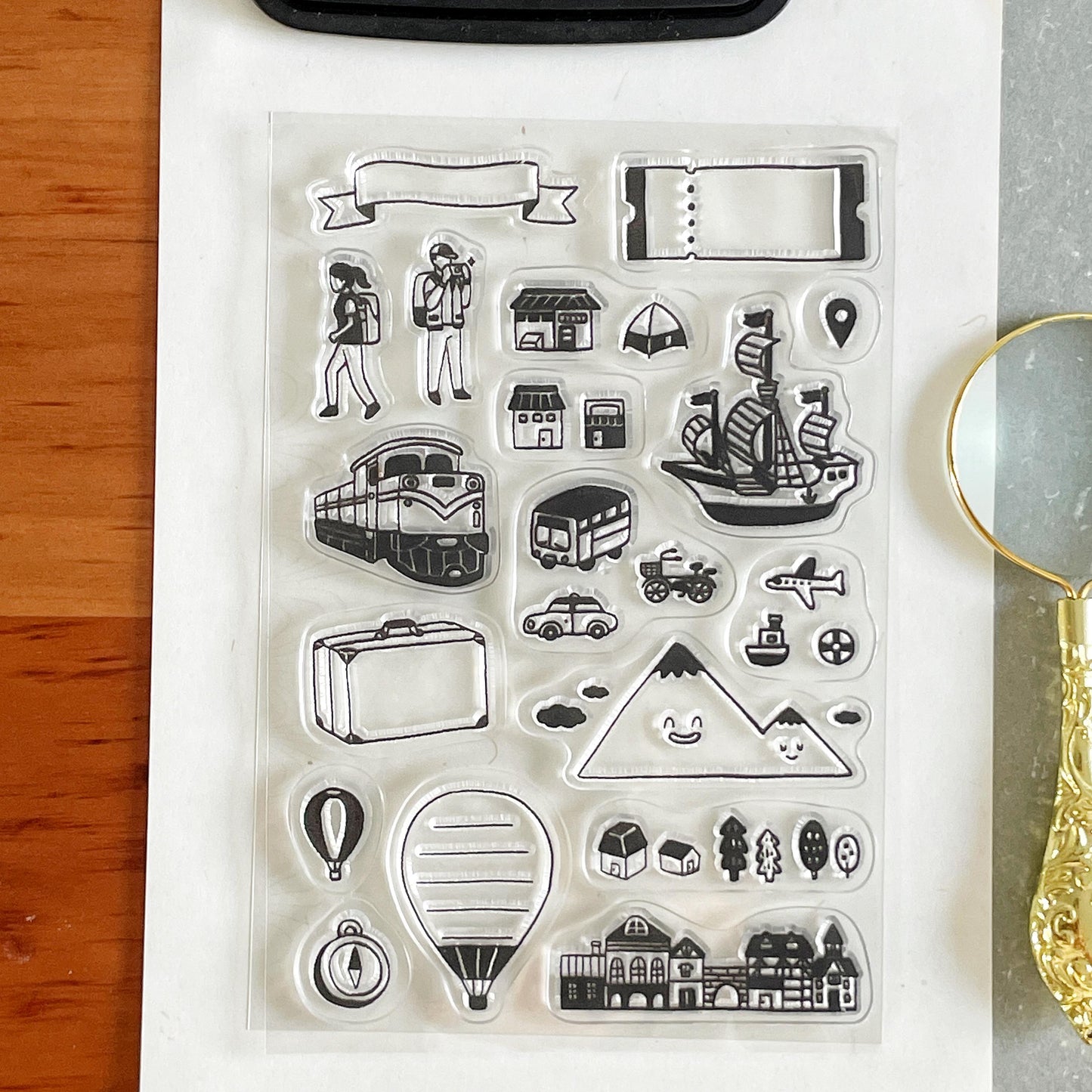 Travel Clear Stamp | Transportation Transparent Rubber Stamps | Bullet Journal Planner Traveler's Notebook Accessories Card Making