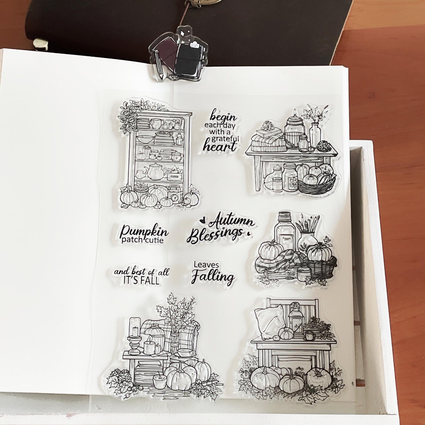 Thanksgiving Journal Clear Stamp | Pumpkin Autumn Planner Craft Transparent Rubber Stamps| Bullet Journal Planner Accessories Supplies