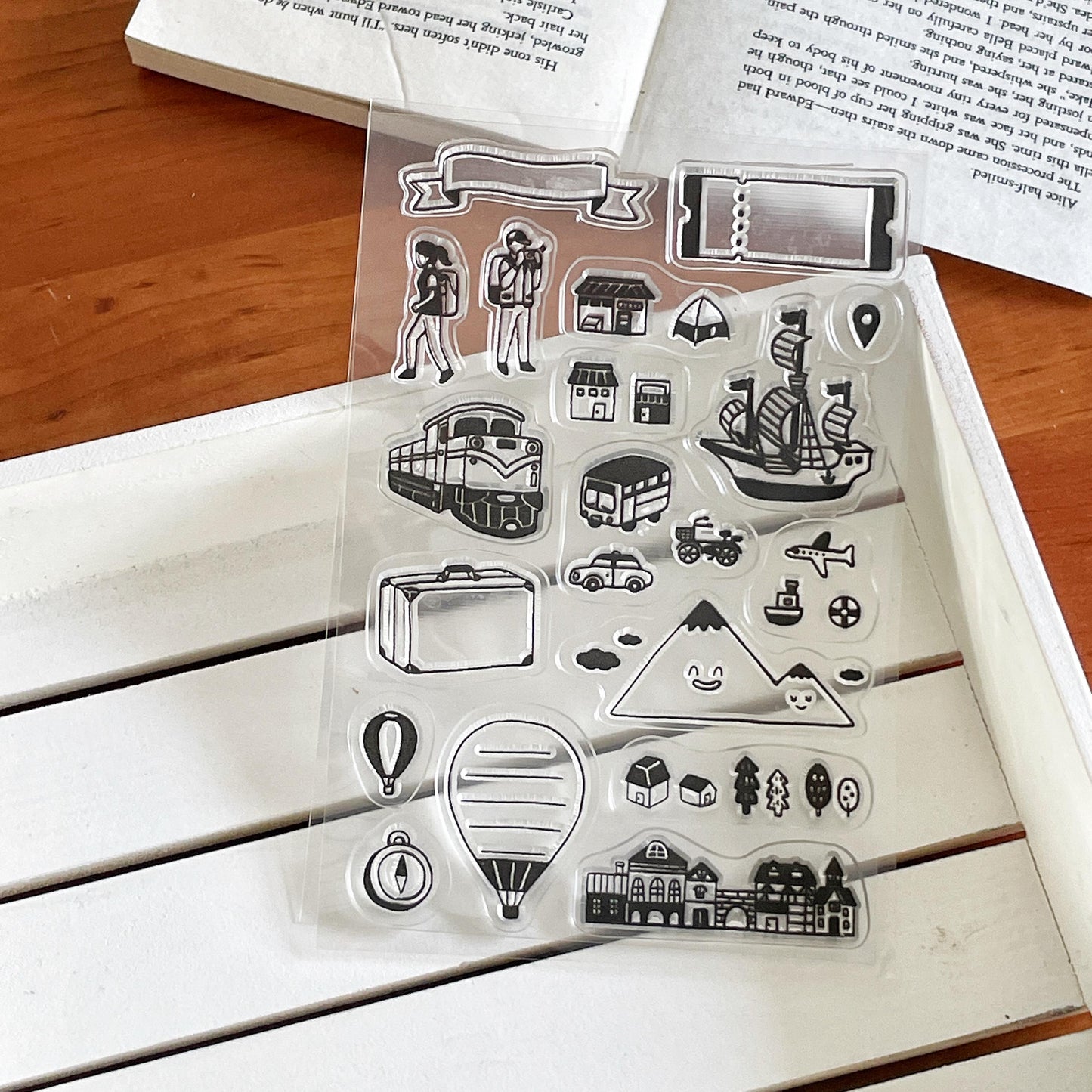 Travel Clear Stamp | Transportation Transparent Rubber Stamps | Bullet Journal Planner Traveler's Notebook Accessories Card Making