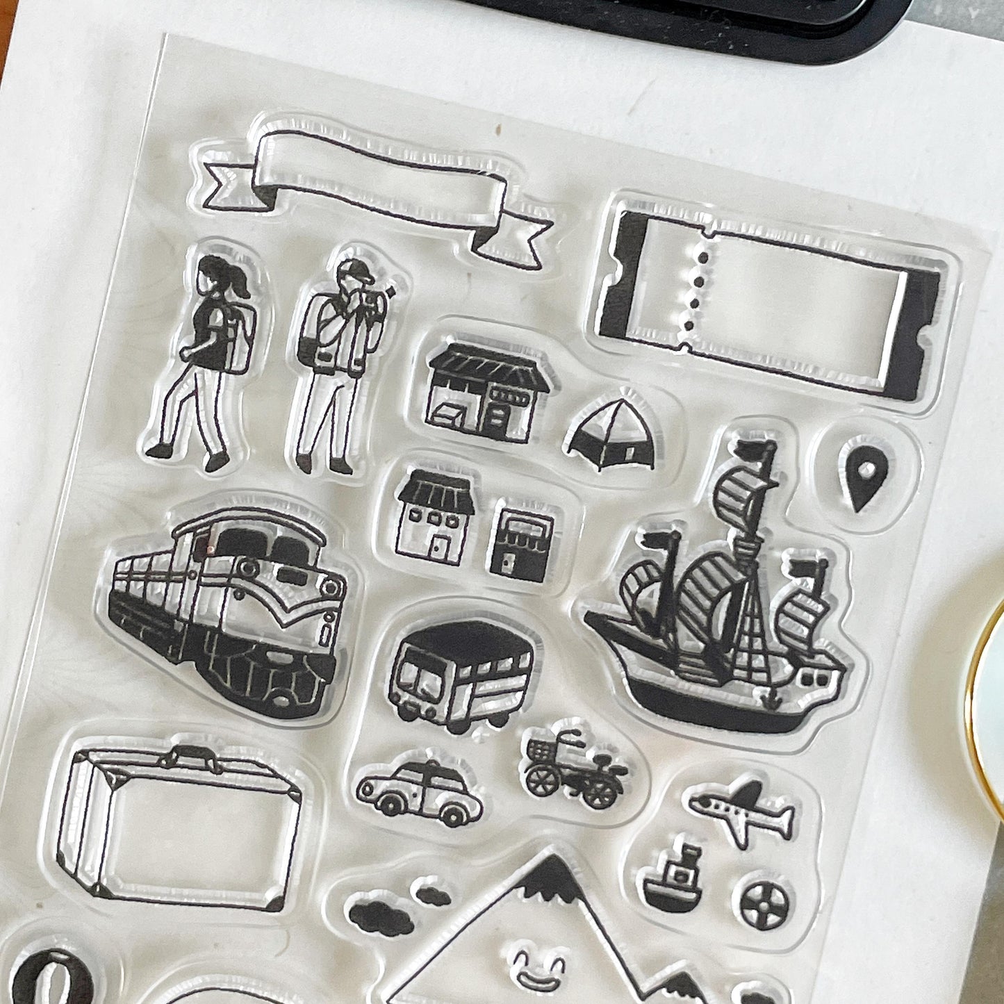 Travel Clear Stamp | Transportation Transparent Rubber Stamps | Bullet Journal Planner Traveler's Notebook Accessories Card Making