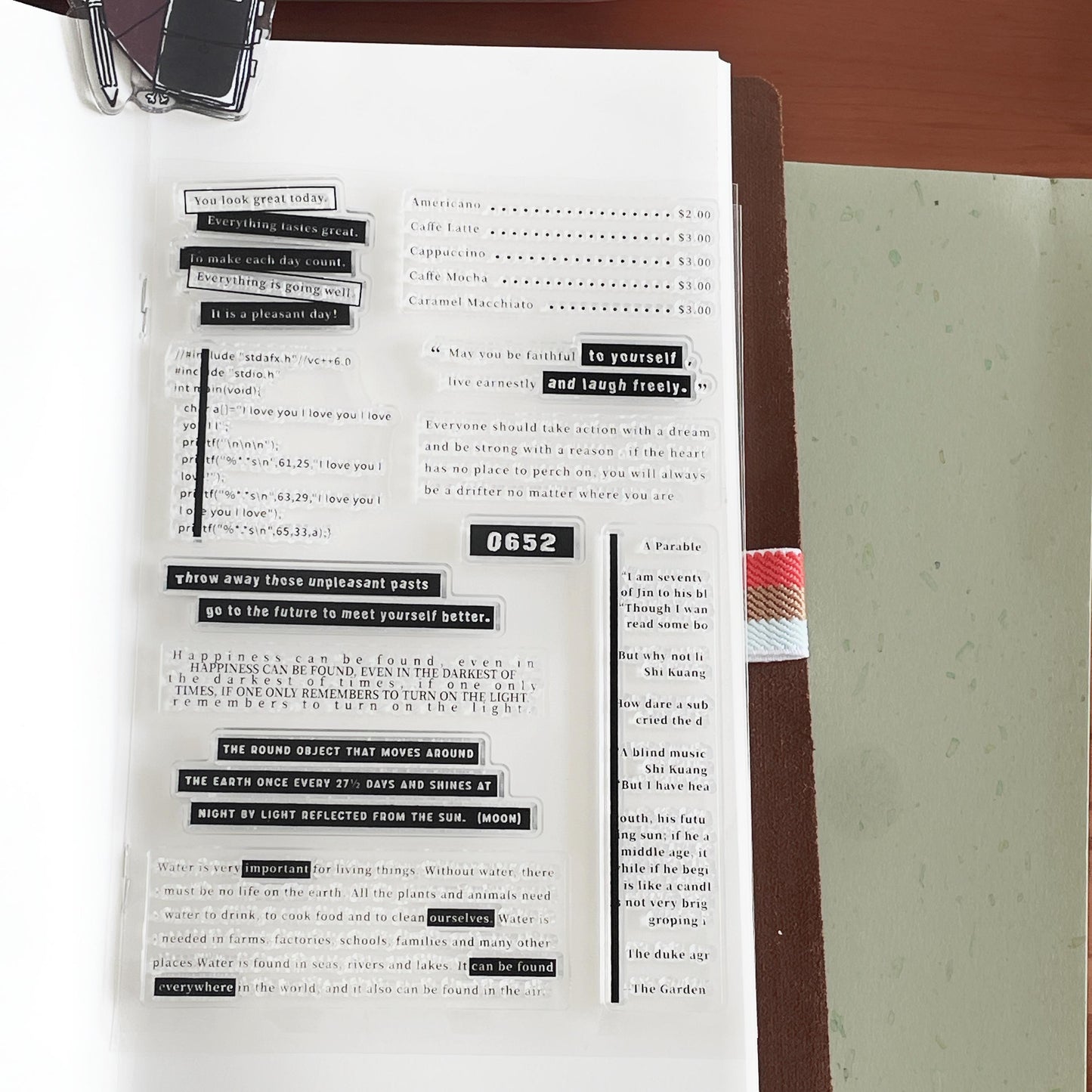 English Word Phrase Sentence Journal Clear Stamp | Planner Notebook Transparent Rubber Stamps | Bullet Journal Planner Accessories Supplies