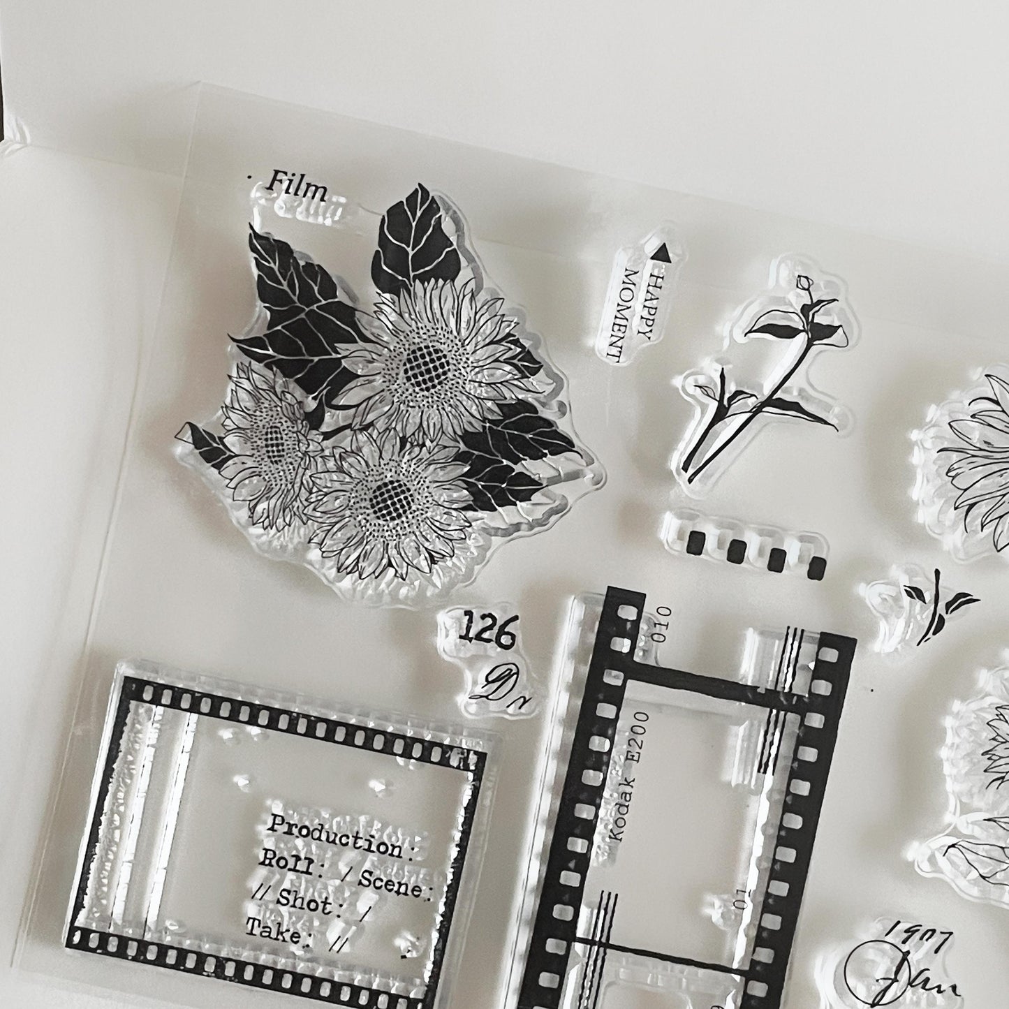 Sunflower Film Journal Clear Stamp | Nature Floral Bloom Decorative Transparent Rubber Stamps | Bullet Journal Planner Accessories Supplies