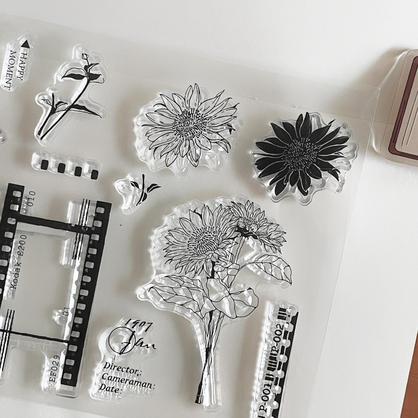 Sunflower Film Journal Clear Stamp | Nature Floral Bloom Decorative Transparent Rubber Stamps | Bullet Journal Planner Accessories Supplies