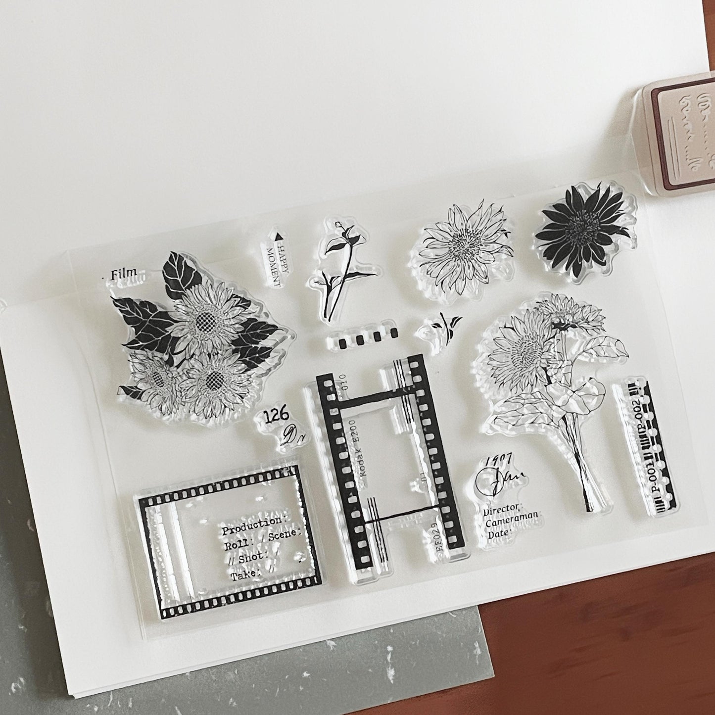 Sunflower Film Journal Clear Stamp | Nature Floral Bloom Decorative Transparent Rubber Stamps | Bullet Journal Planner Accessories Supplies