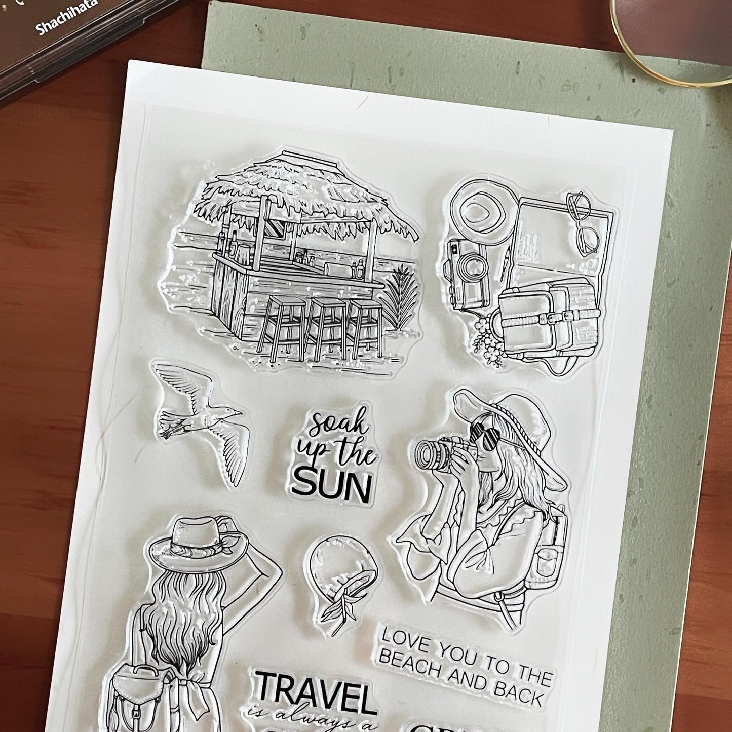 Traveling Girl Clear Stamp | Travel Lover Transparent Rubber Stamps | Bullet Journal Planner Accessories Craft Scrapbooking Supplies