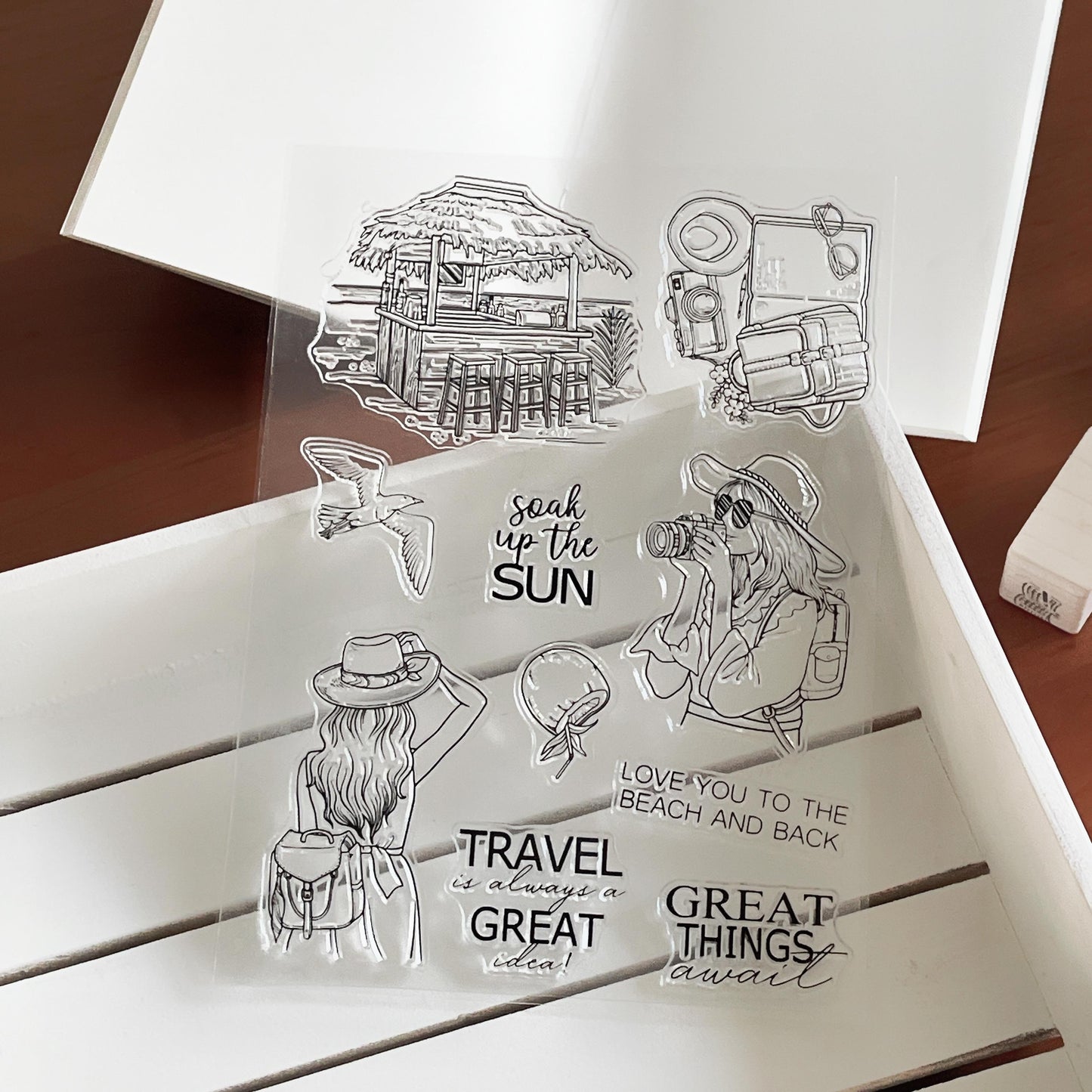 Traveling Girl Clear Stamp | Travel Lover Transparent Rubber Stamps | Bullet Journal Planner Accessories Craft Scrapbooking Supplies