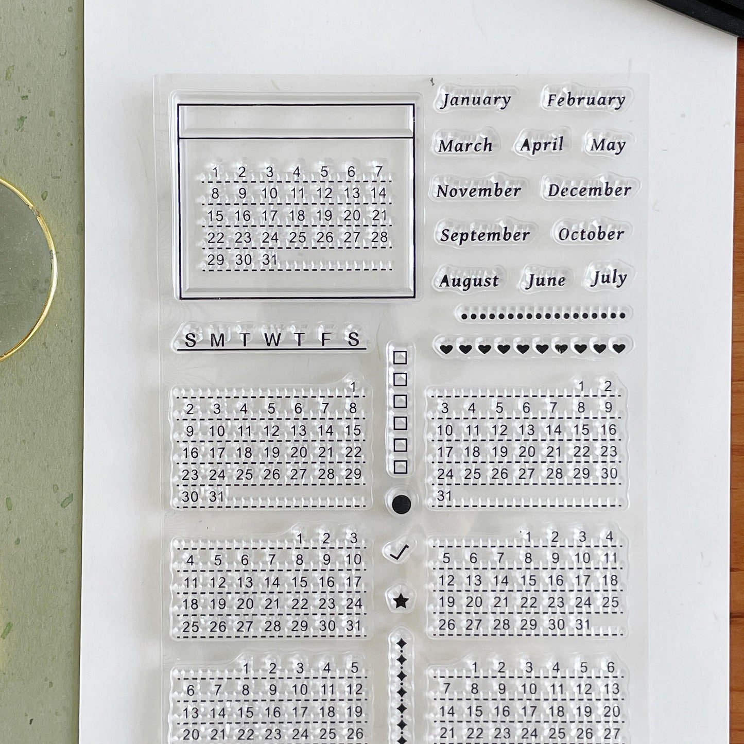 Month Calendar Clear Stamp | Monthly Plan Date 2025 Transparent Rubber Stamps | Bullet Journal Planner Accessories Journaling Supplies