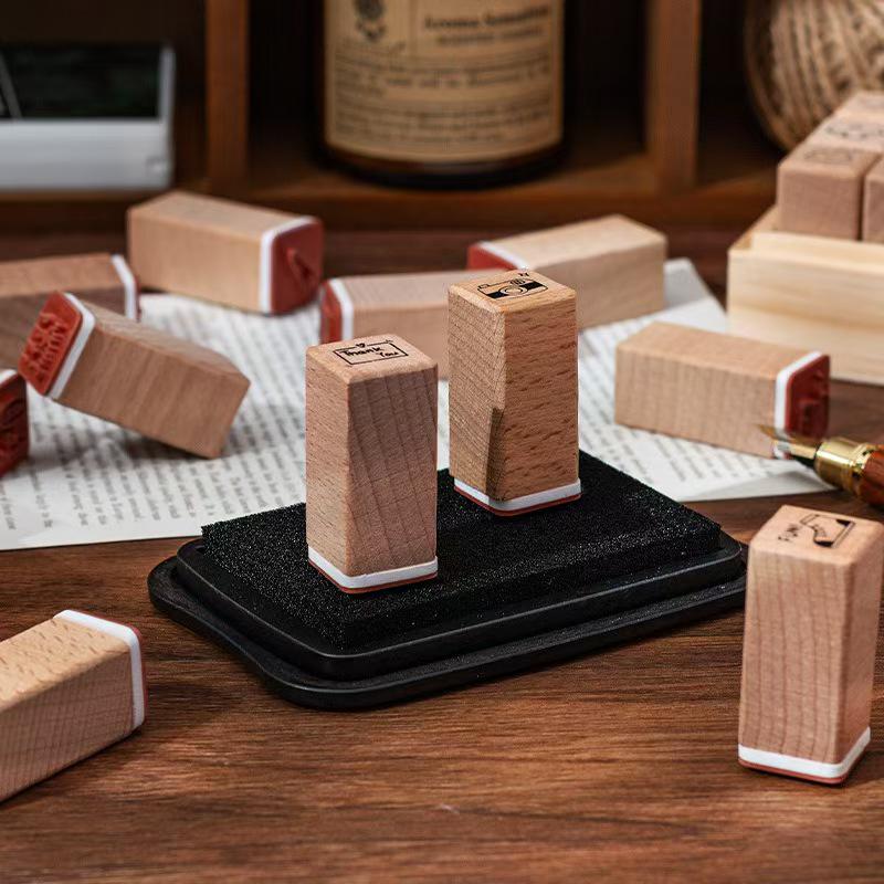 18pcs Cute Mini Icon Daily Life Rubber Stamp | Wooden Stamp Set | Weather Study Health Appointment Daily Plan Planner Bullet Journal Stamp