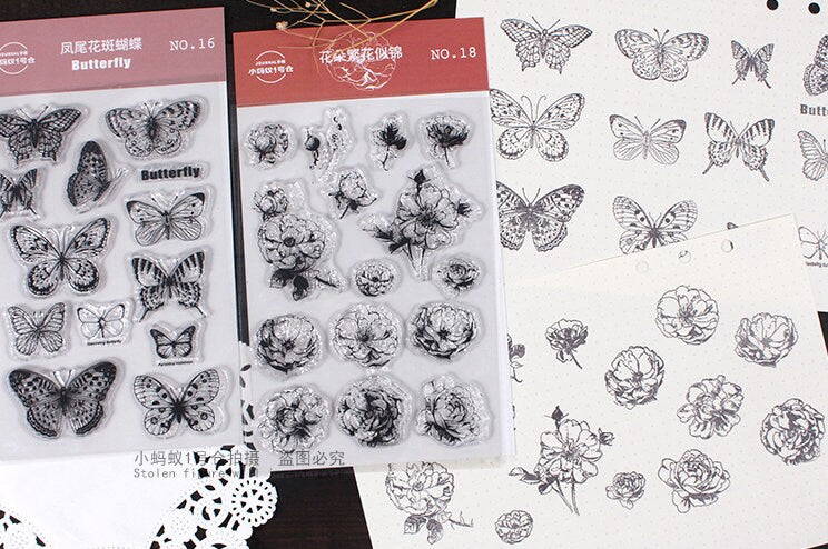 Transparent Clear Stamp Set | Scrapbooking Stamp | Planner Stamp | | Junk Journal