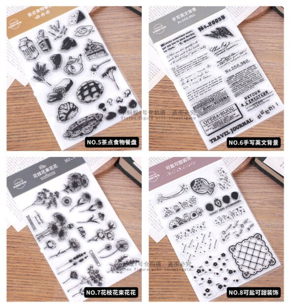 Transparent Clear Stamp Set | Scrapbooking Stamp | Planner Stamp | | Junk Journal