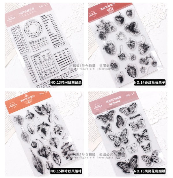 Transparent Clear Stamp Set | Scrapbooking Stamp | Planner Stamp | | Junk Journal